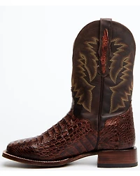 El Dorado Men's Handmade Caiman Back Brass Stockman Boots - Broad Square Toe