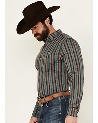 Cody James Men's Boa Dobby Striped Print Long Sleeve Button-Down Stretch Western Shirt