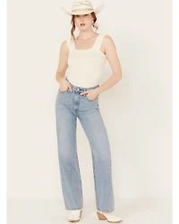 Levi's Premium Women's Light Wash High Rise Far and Wide Ribcage Leg Jeans
