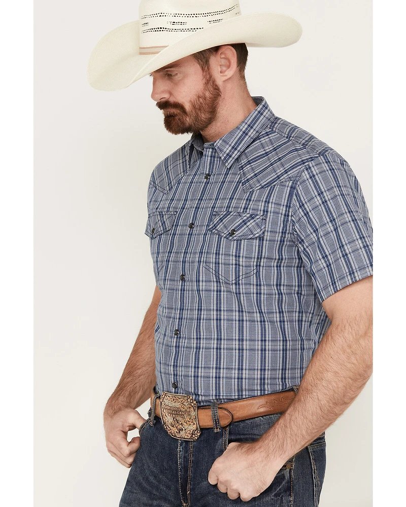 Cody James Men's Plaid Print Short Sleeve Western Snap Shirt