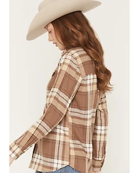 Shyanne Women's Elysprings Plaid Print Long Sleeve Snap Flannel Shirt