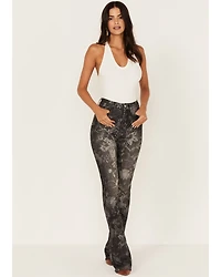7 For All Mankind Women's Floral Print High Rise Slim Stretch Bootcut Jeans