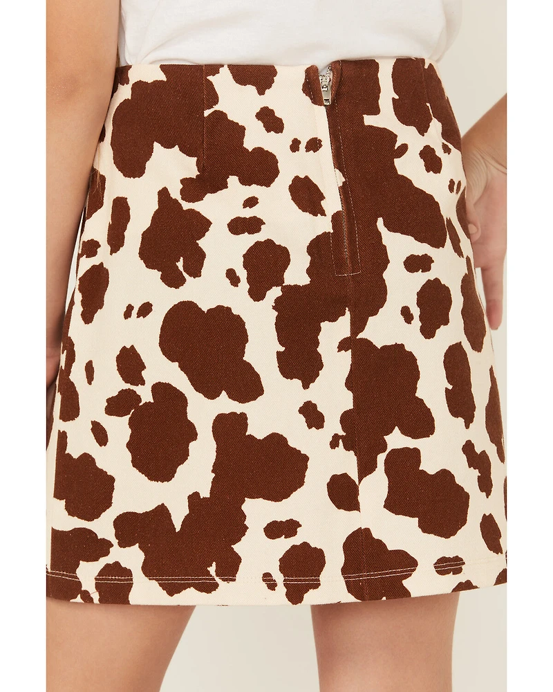 La Land Girls' Cow Print Skirt