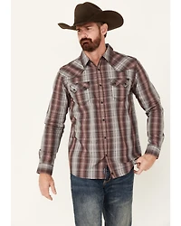 Moonshine Spirit Men's Ricochet Plaid Print Long Sleeve Snap Western Shirt