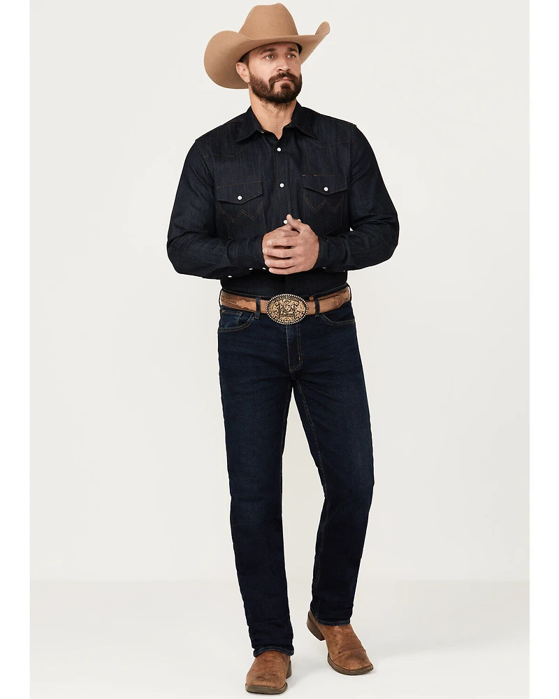 DEVIL-DOG Dungarees Men's Lincoln Core Dark Wash Slim Straight Stretch Denim Jeans