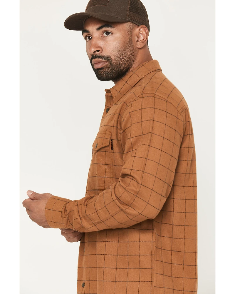 Hawx Men's Grid Plaid Print Long Sleeve Button-Down Flannel Shirt
