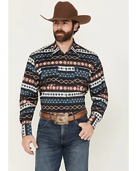 Rodeo Clothing Men's Southwestern Striped Long Sleeve Snap Western Shirt