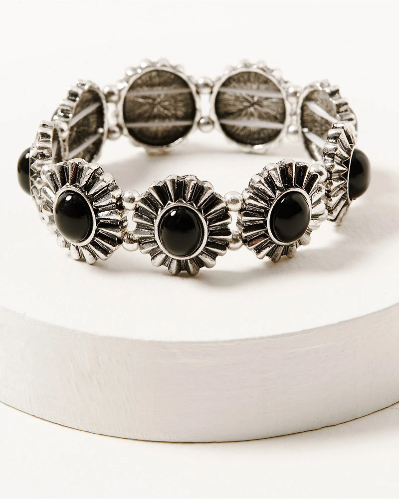 Shyanne Women's Silver Concho & Multicolored Beaded 4-piece Bracelet Set