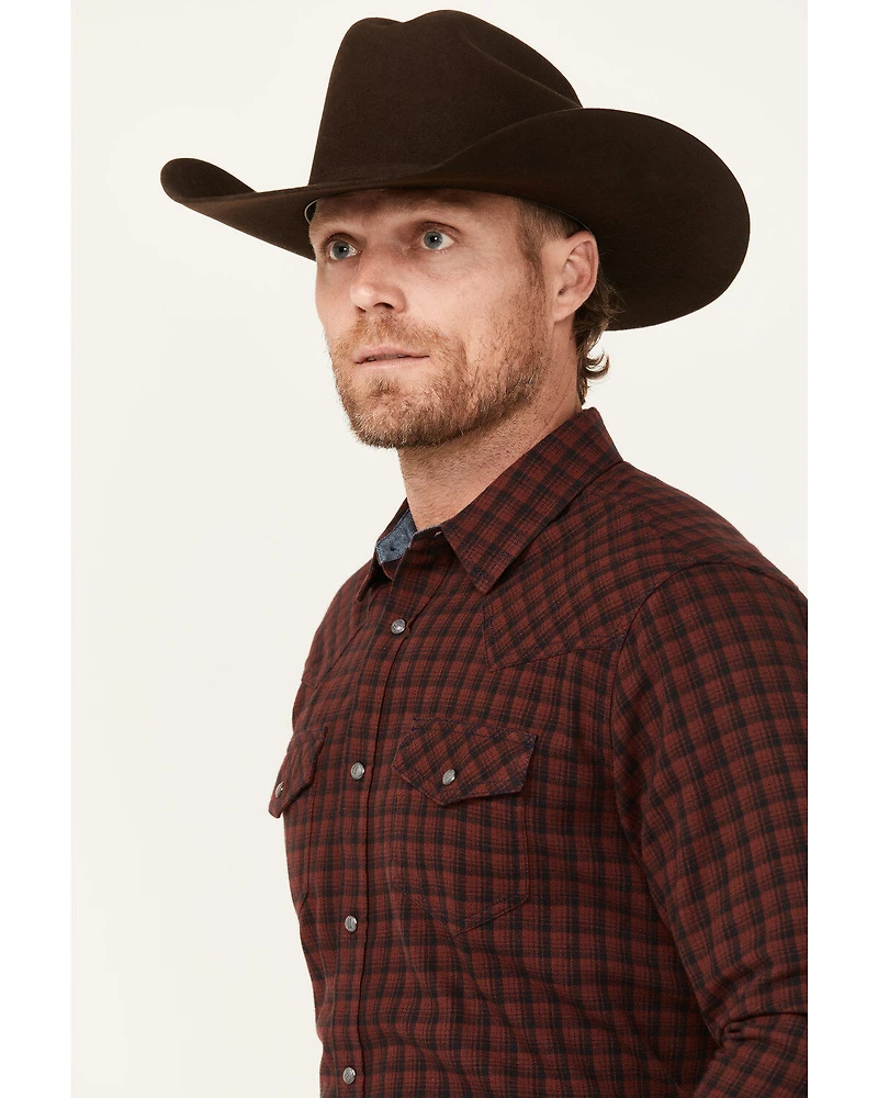 Cody James Men's Long Rider Plaid Print Sleeve Snap Western Flannel Shirt