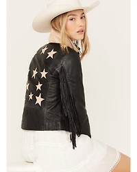 Mauritius Leather Women's Crissy Star and Fringe Detail Jacket