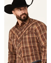 Roper Men's Plaid Print Embroidered Long Sleeve Snap Western Shirt