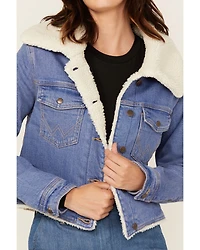 Wrangler Women's Medium Wash Sherpa Lined Denim Jacket