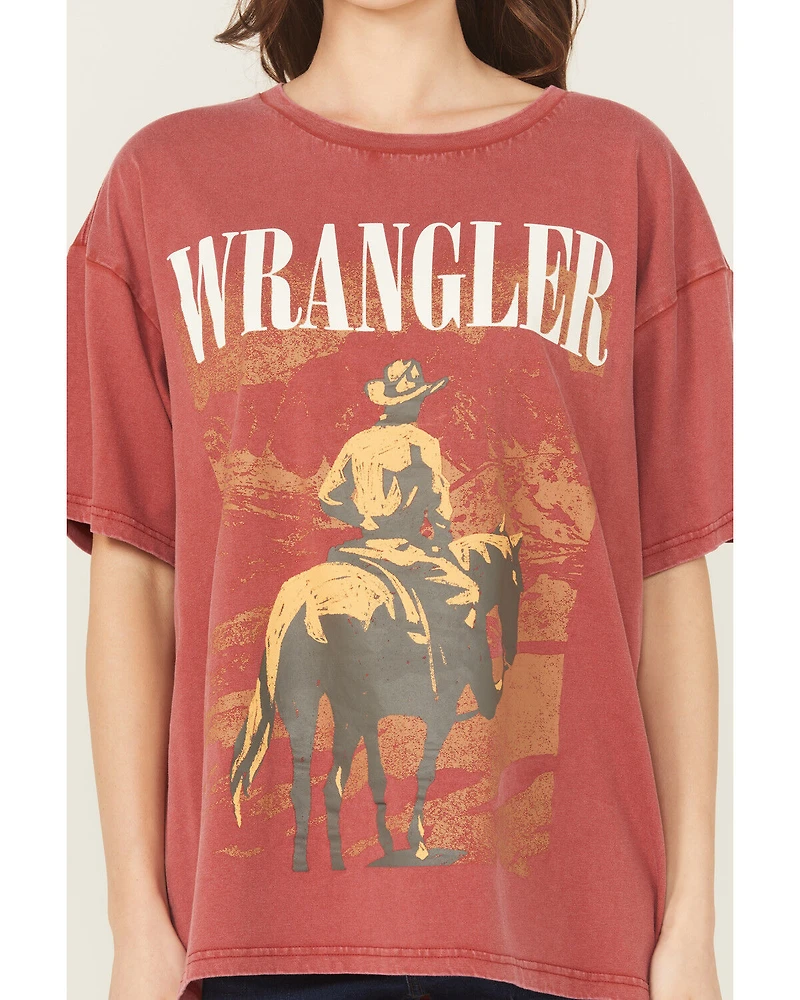 Wrangler Retro Women's Cowboy Logo Short Sleeve Oversized Graphic Tee