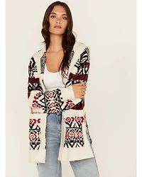 Cleo + Wolf Women's Carmen Southwestern Print Hooded Cardigan