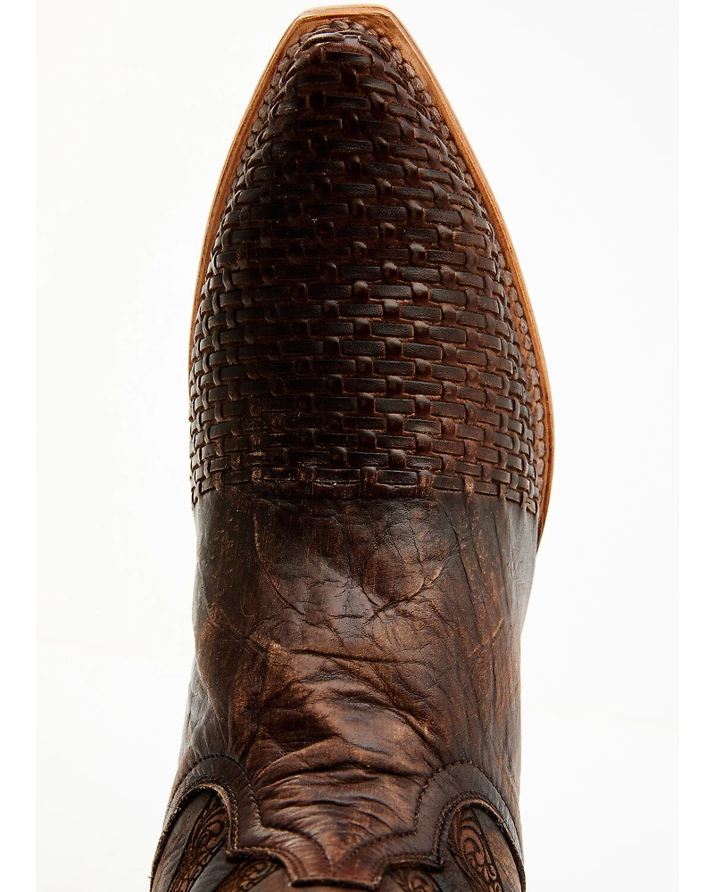 Dan Post Men's Embossed Star & Studded Basketweave Western Leather Boots - Snip Toe