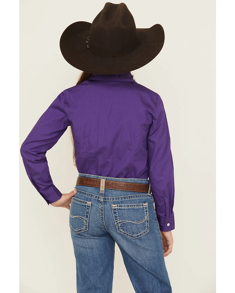 Cruel Girl Girls' Solid Long Sleeve Button-Down Western Shirt
