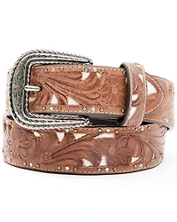 Shyanne Women's Brown Cut-Out Cream Underlay Western Belt