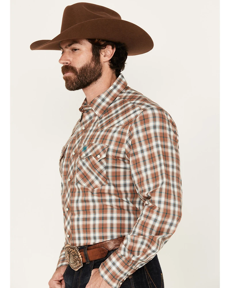 Wrangler Retro Men's Plaid Print Long Sleeve Snap Western Shirt