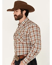 Wrangler Retro Men's Plaid Print Long Sleeve Snap Western Shirt
