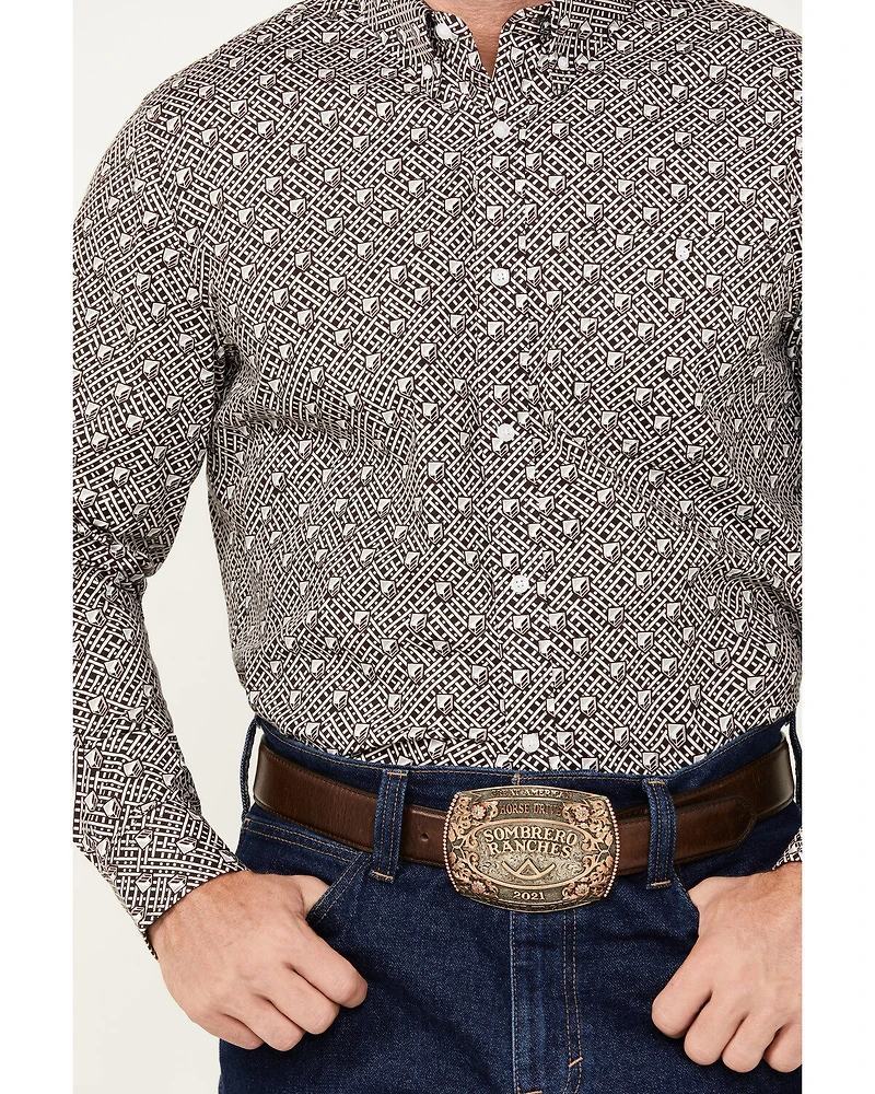 RANK 45® Men's Chute Gate Geo Print Long Sleeve Button-Down Western Shirt