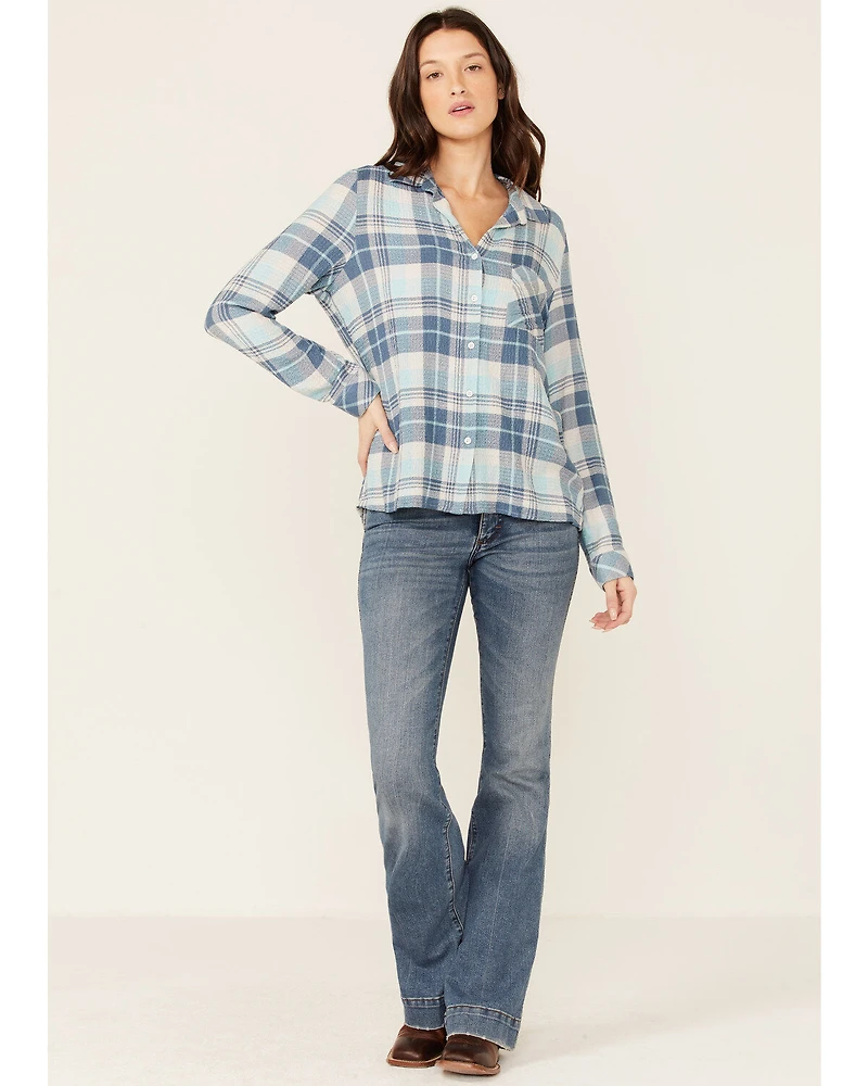 North River Women's Crinkle Ryn Plaid Shirt