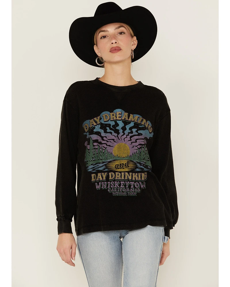 Cleo + Wolf Women's Day Dreaming, Drinking Graphic Thermal Pullover Sweatshirt