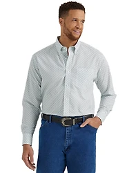 Wrangler Men's Classic Print Long Sleeve Button-Down Western Shirt - Tall