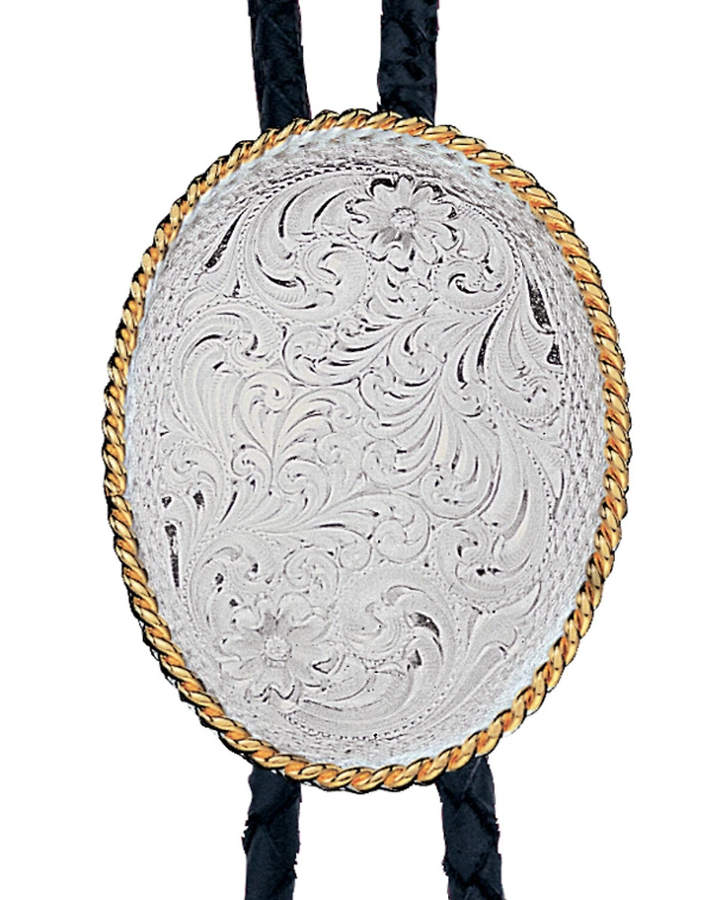 Montana Silversmiths Men's Engraved Silver Bolo Tie