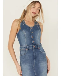 Wrangler Women's Racerback Button-Down Denim Midi Dress