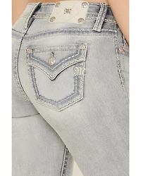 Miss Me Women's Light Wash Mid Rise 32" Bootcut Stretch Denim Jeans