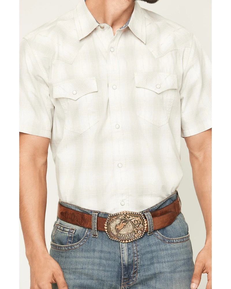 Cody James Men's Volcano Plaid Print Short Sleeve Snap Western Shirt