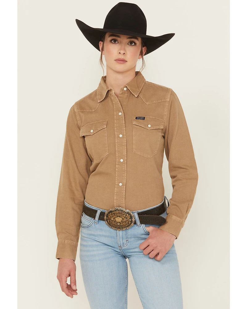 Wrangler Retro Women's Vintage Denim Long Sleeve Snap Western Shirt