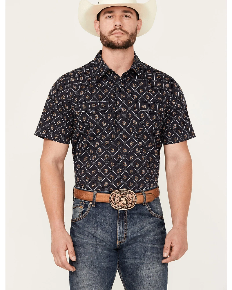 Gibson Trading Co Men's Floral Geo Print Short Sleeve Snap Shirt