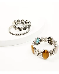 Shyanne Women's Bisbee Falls Mixed Stone 3-Piece Stretch Bracelet Set