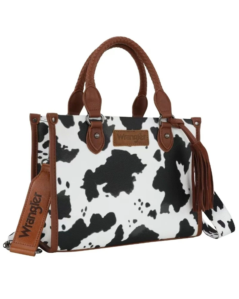 Wrangler Women's Boot Barn Exclusive Daisy Cow Print Tote with Tassel