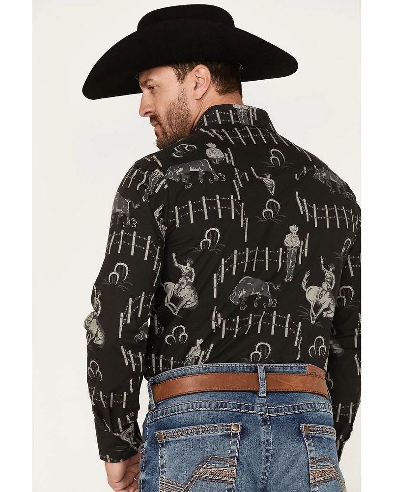 Rock & Roll Denim Panhandle Men's Vintage 46 Print Long Sleeve Snap Shirt