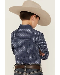 Ely Walker Boys' Geo Print Long Sleeve Snap Stretch Western Shirt