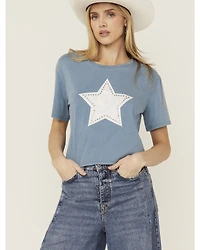 Rock & Roll Denim Women's Studded Star Short Sleeve Graphic Tee