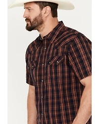 Moonshine Spirit Men's Strummin Plaid Print Short Sleeve Western Snap Shirt
