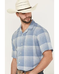 Pendleton Men's Camp Linen Plaid Print Short Sleeve Button-Down Western Shirt