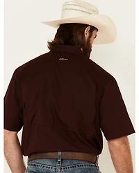 Ariat Men's Solid Maroon TEK Short Sleeve Button-Down Western Shirt - Tall