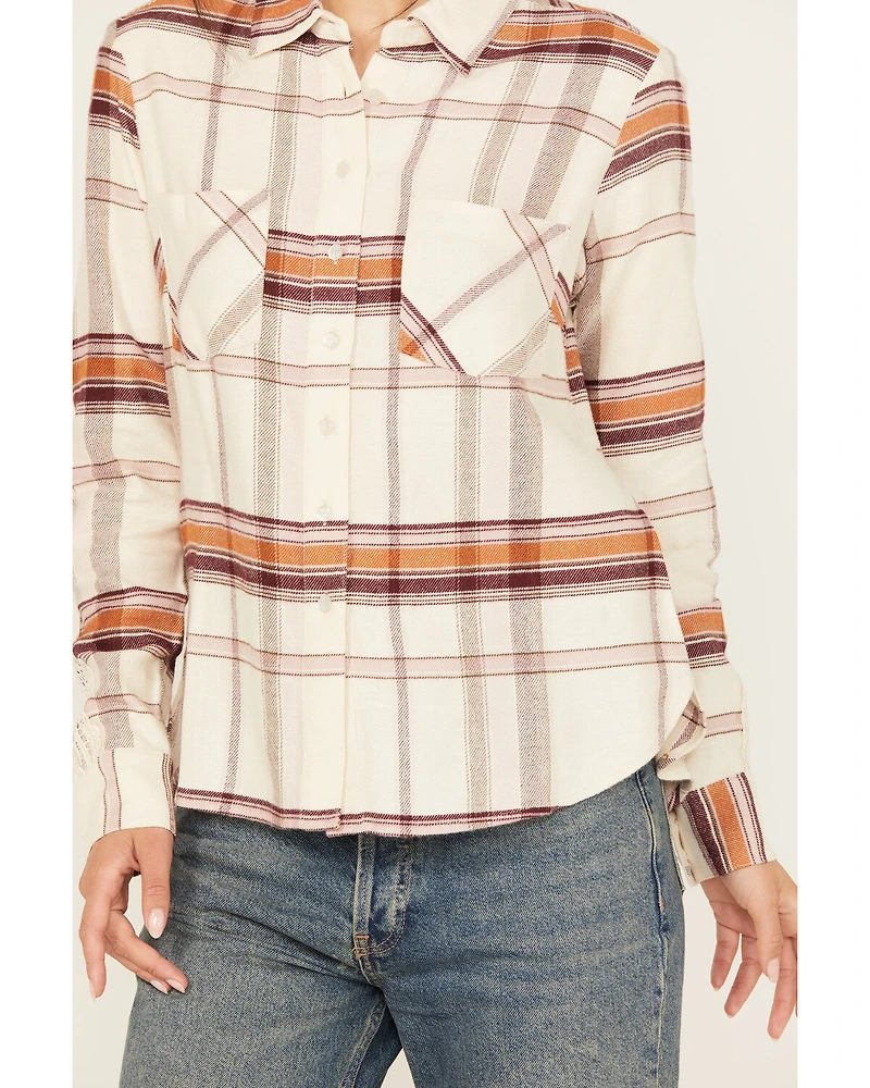 Shyanne Women's Lace Applique Plaid Print Button-Down Flannel Shirt