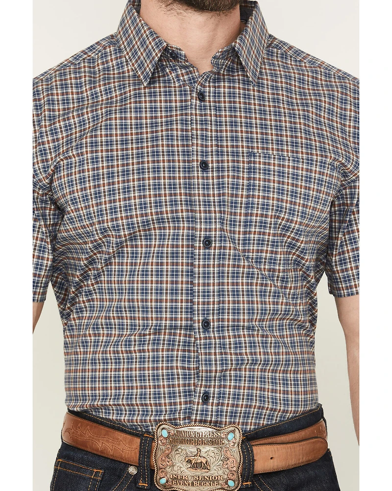 Cody James Men's Wildlife Plaid Print Short Sleeve Button-Down Stretch Western Shirt