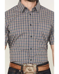 Cody James Men's Wildlife Plaid Print Short Sleeve Button-Down Stretch Western Shirt