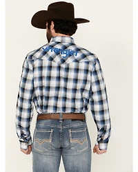 Wrangler Men's Logo Plaid Print Long Sleeve Button-Down Western Shirt