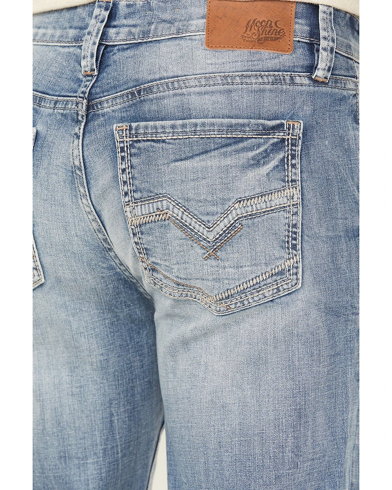 Moonshine Spirit Men's Fire Water Wash Decker Slim Straight Stretch Denim Jeans