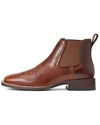 Ariat Men's Booker Bantamweight Royal Brown Ultra Full-Grain Leather Ankle Boot - Broad Square Toe