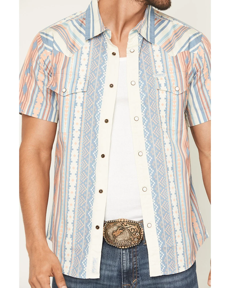 Sendero Provisions Men's Wyatt Serape Striped Short Sleeve Snap Western Shirt