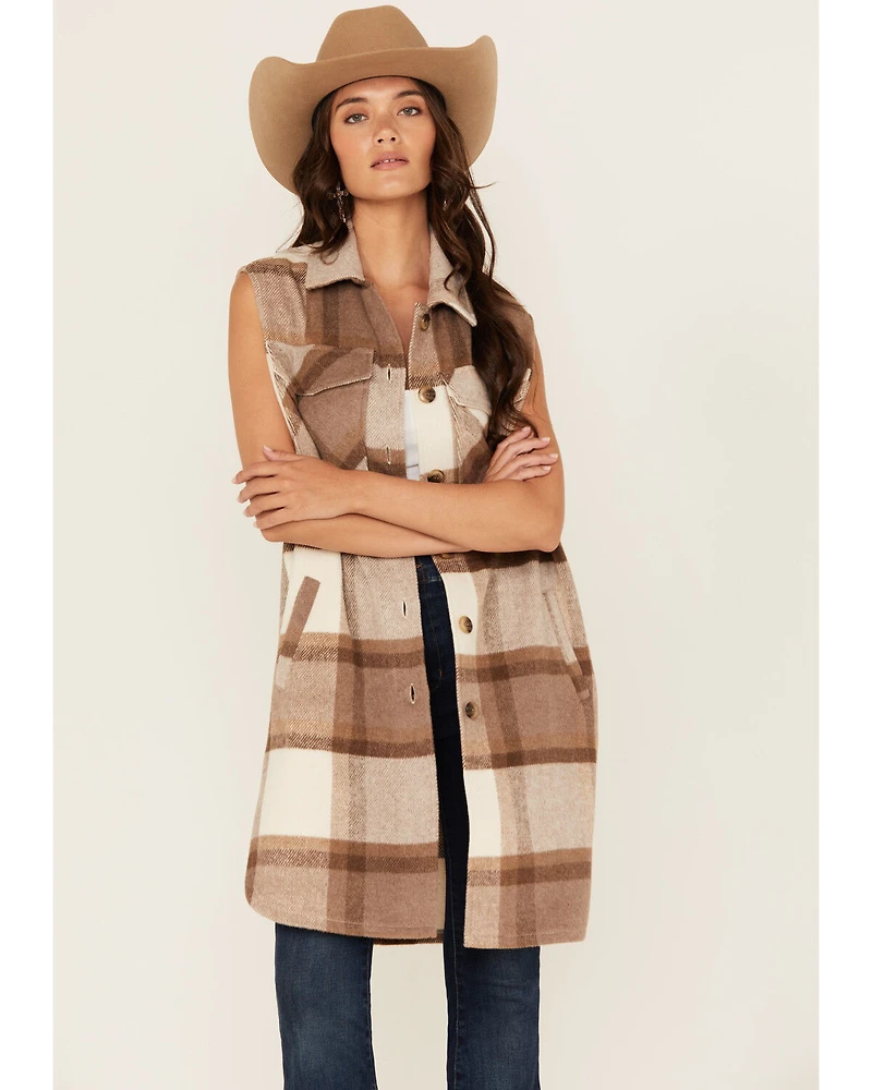26 International Women's Plaid Print Long Vest