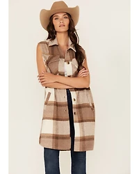 26 International Women's Plaid Print Long Vest
